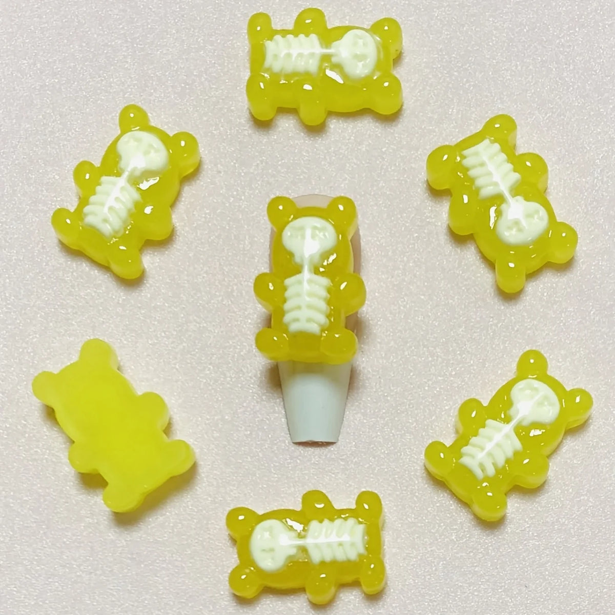 10pcs Macaron Color Skull Bow Skeleton Resin Handmade