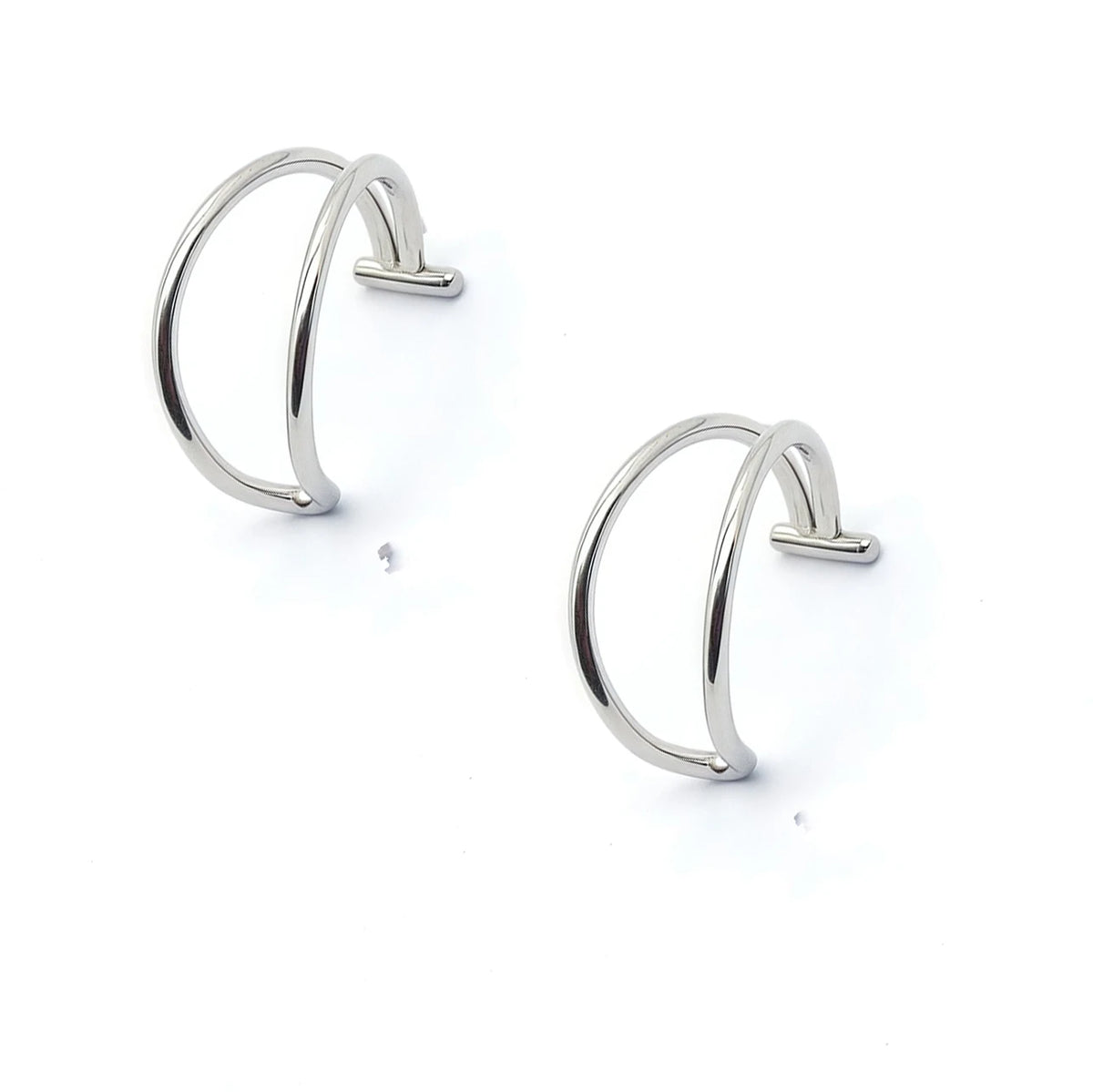 2PCS Trendy 10mm Stainless Steel Punk Clip on Fake Piercing Nose Wrap Lip