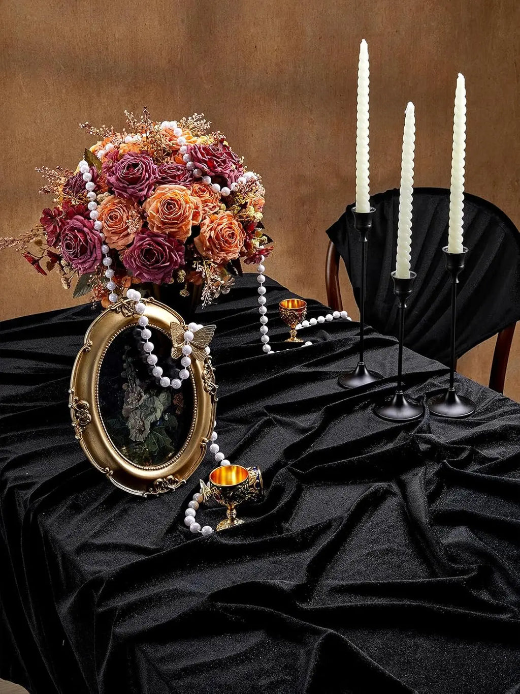 Black Velvet Tablecloth Halloween Party Table Cover