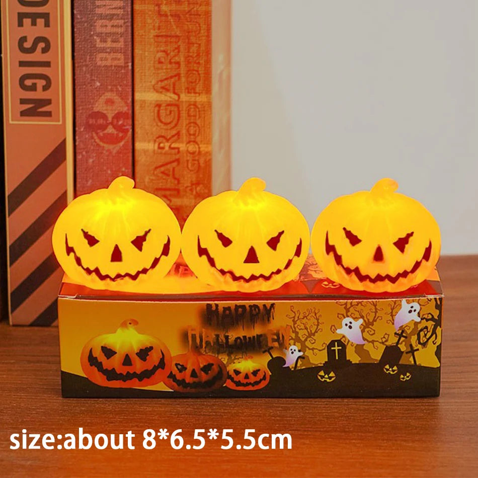 Pumpkin Lantern Candle Light Halloween Ghost Lamp