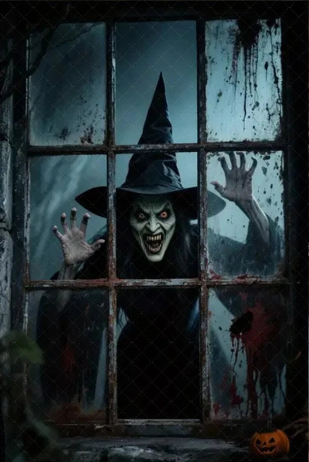 Scary Halloween Curtain Window Banner Horror Hanging Cloth Family Party Decor