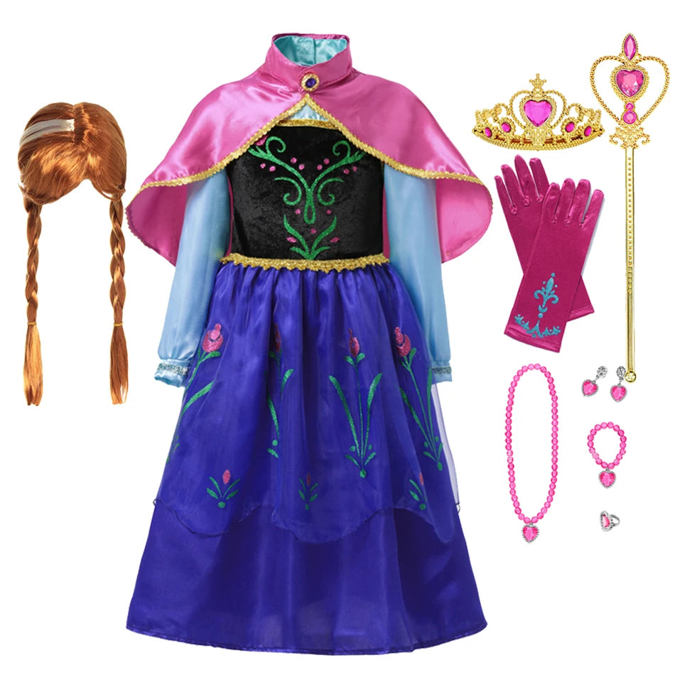 Elsa Anna Princess Costume Girls Frozen Style