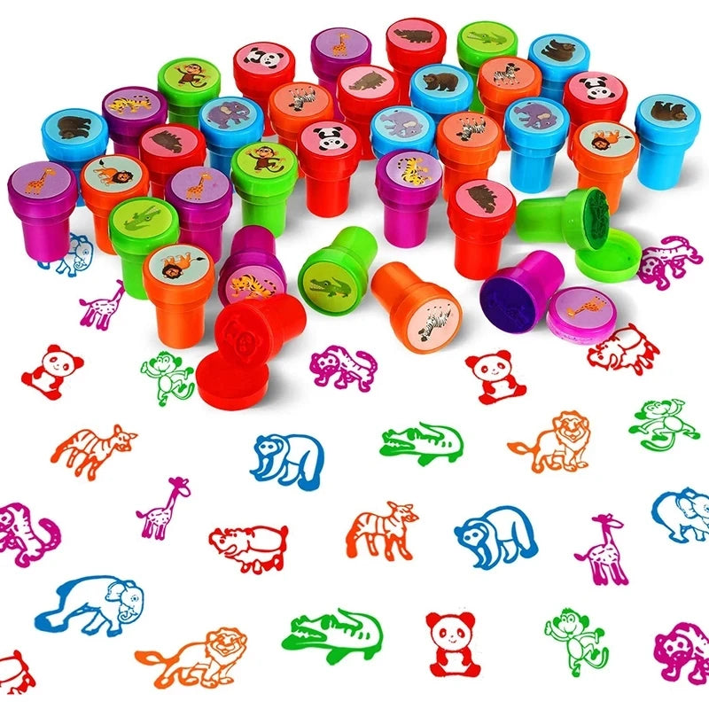 10pcs Assorted Stamps Self-ink Stamps Toy Stamps Smiley Face Seal Scrapbook