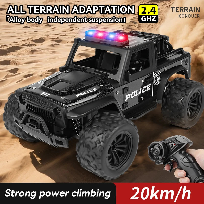 ZWN 1:16 Alloy High Speed Off-Road Police Truck RC Car Music Sound LED