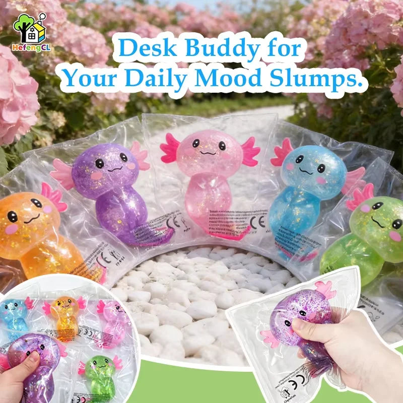 Glitter Axolotl Squishy Soft TPR Stress Toy
