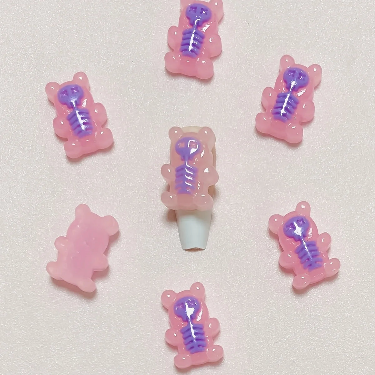 10pcs Macaron Color Skull Bow Skeleton Resin Handmade