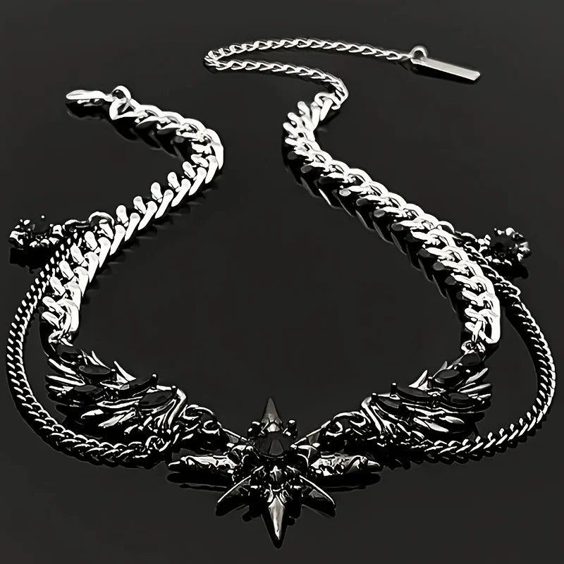 Men's Stainless Steel Necklace Synthetic Zircon Popular Street Style Neck