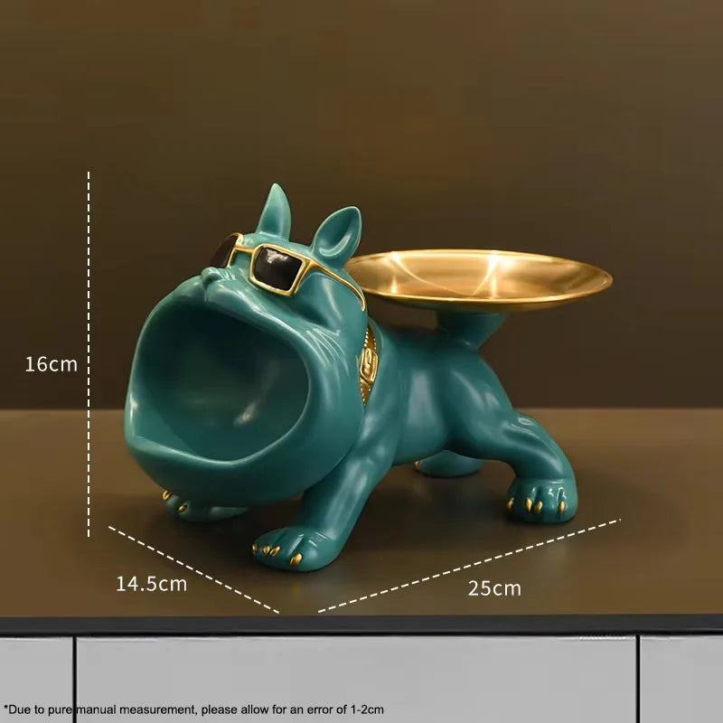 Resin Dog Statue Bulldog Statue Storage Tray Animal Decoration Resin Craft