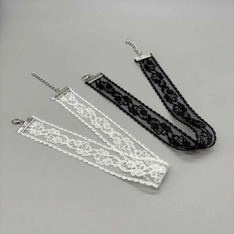 Short Lace Choker Necklace Women Girl Black White