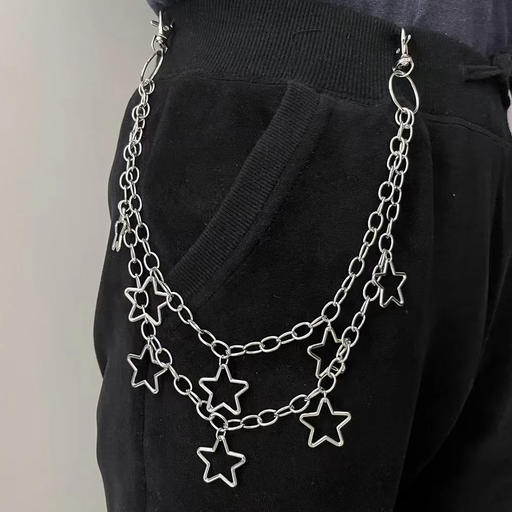 Punk Metal Crescent Geometric Bag Chain Hip Hop Hipster Cool Pants Chain