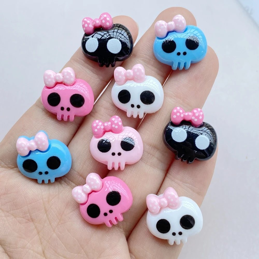 10Pcs New Cute Resin Cartoon Halloween Skull Series Flat Back Scrapbooking DIY Jewelry Craft Decoration Accessories