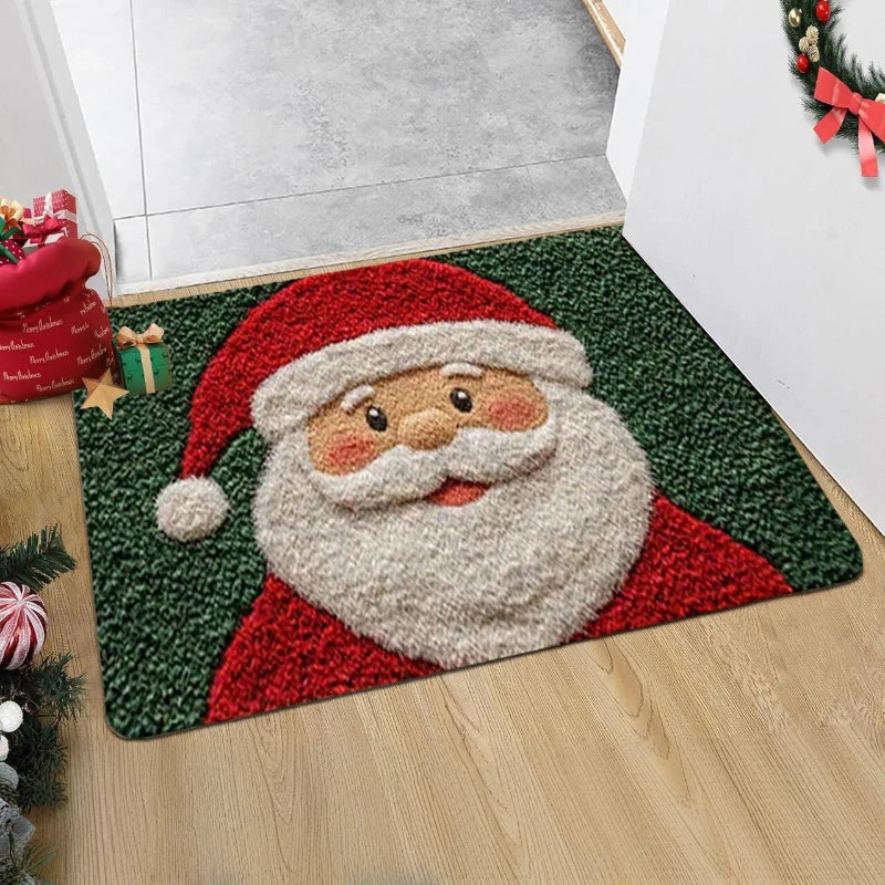 Christmas Door Mat Red Santa Claus Outdoor Indoor Gingerbread Man Carpet