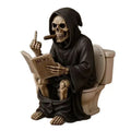 Halloween Toilet Grim Reaper Figurine Home Decor Resin Sculpture Middle Finger