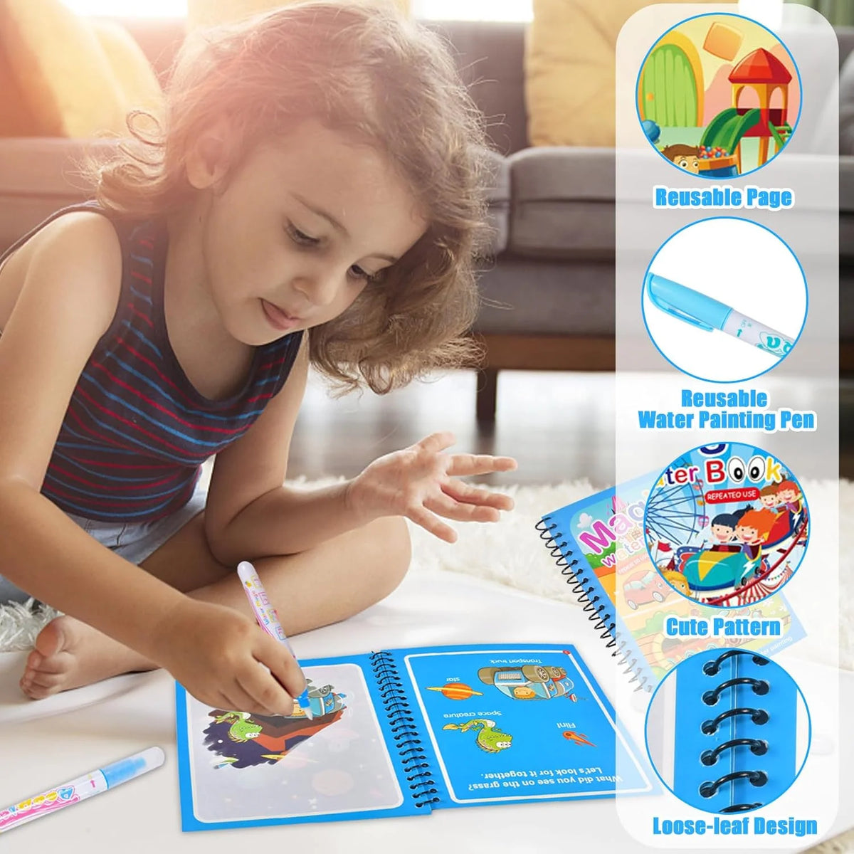 Magic Water Drawing Books Pen Sensory Early Education