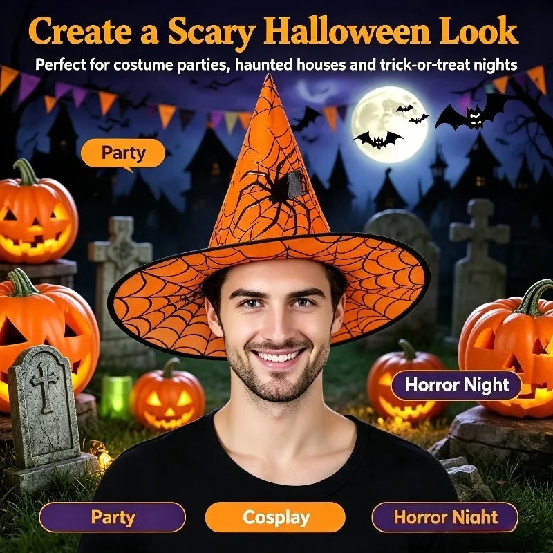 Witch Hat Halloween Decoration Supplies Children Adult Prom Party Dress Mesh