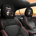 2PCS Funny Slanted Eyes Cartoon Print Car Headrest Halloween Christmas Holiday