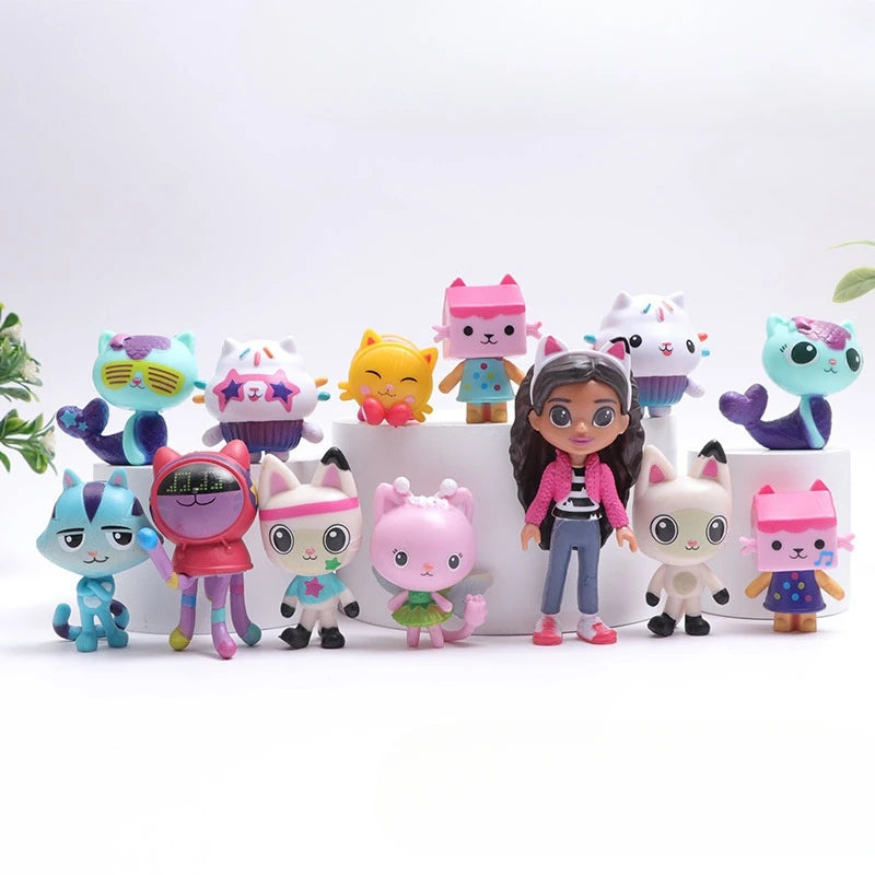 13pcs V1 2 Gabby Dollhouse Figure Toy Smiling Car Cat Hug Gaby Girl Dolls