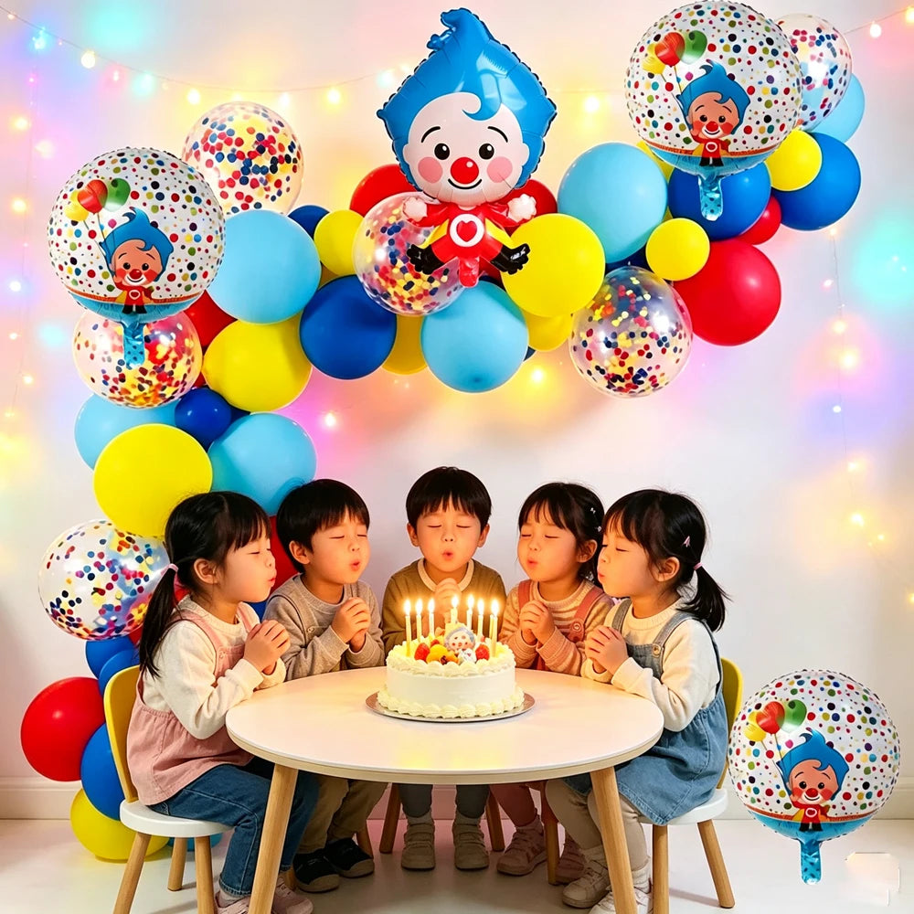 98pcs Set Cartoon Clown Arch Garland Kit Foil Number Balloons Latex Air Globos