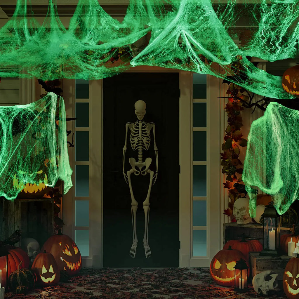Halloween Glow Dark Spider Web Decorations Stretch