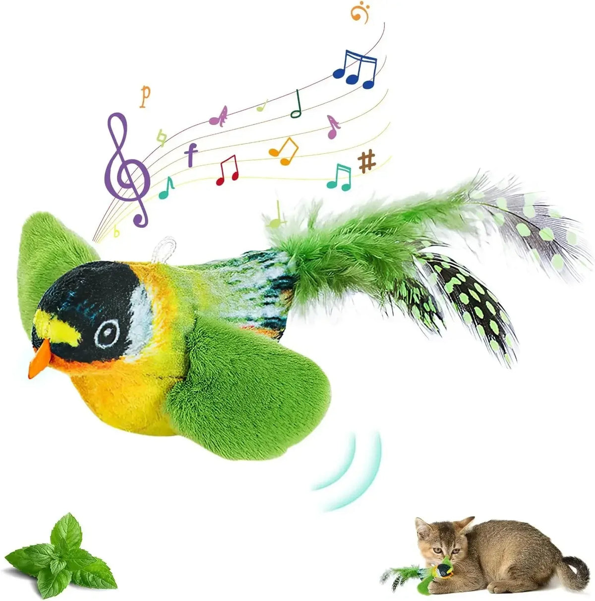 The Pet Cat Toy Emulates Sound Bird Amuse Cat Elastic Rope Relieve Boredom