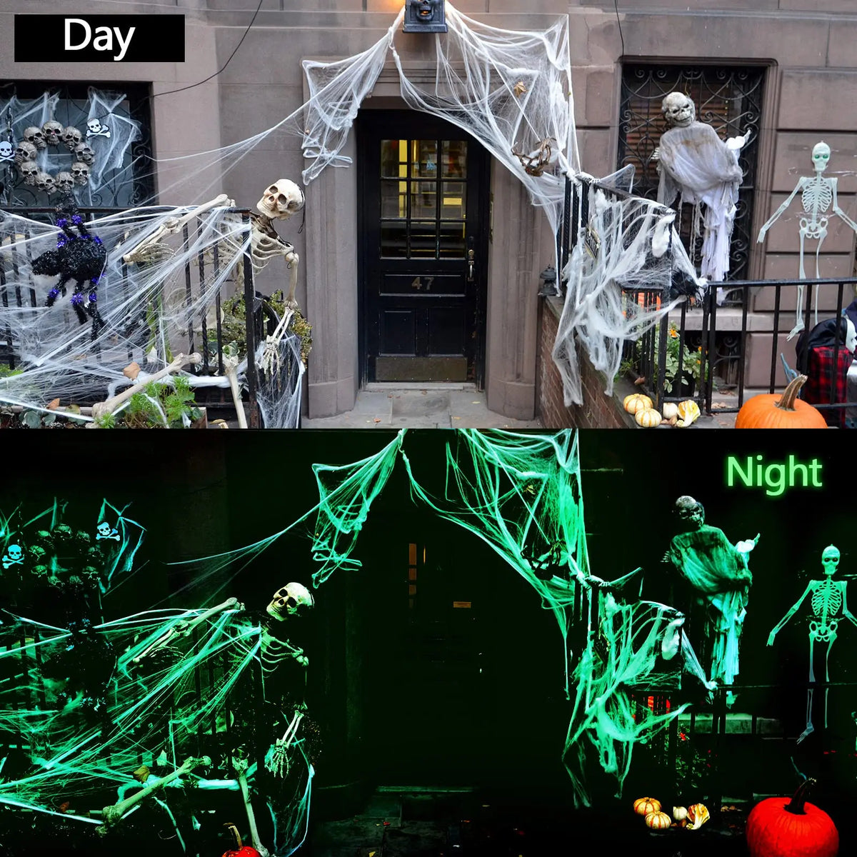 Halloween Glow Dark Spider Web Decorations Stretch