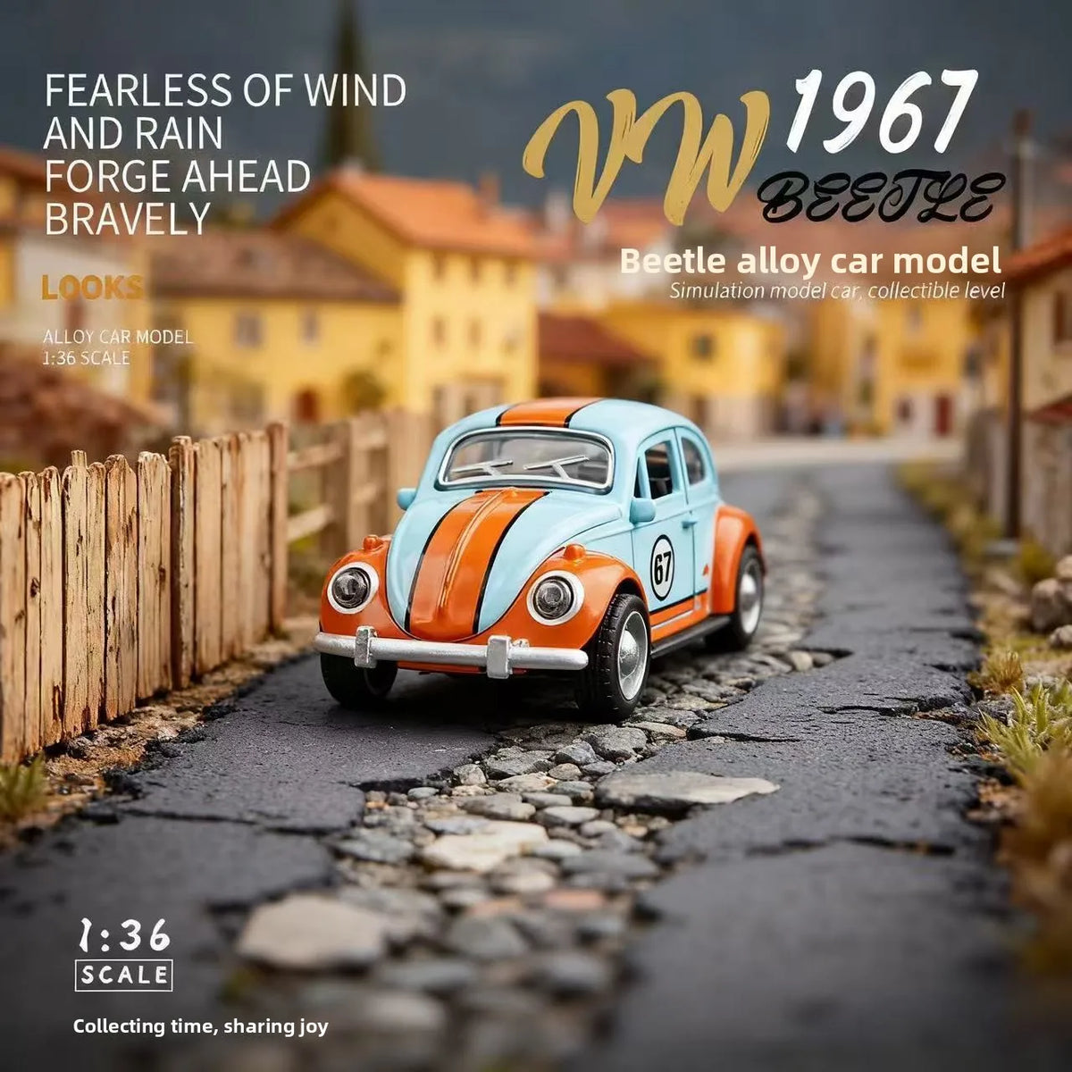 1 36 Scale Vintage Gulf Beetle Diecast Alloy Car Model Toy Kids Collectible