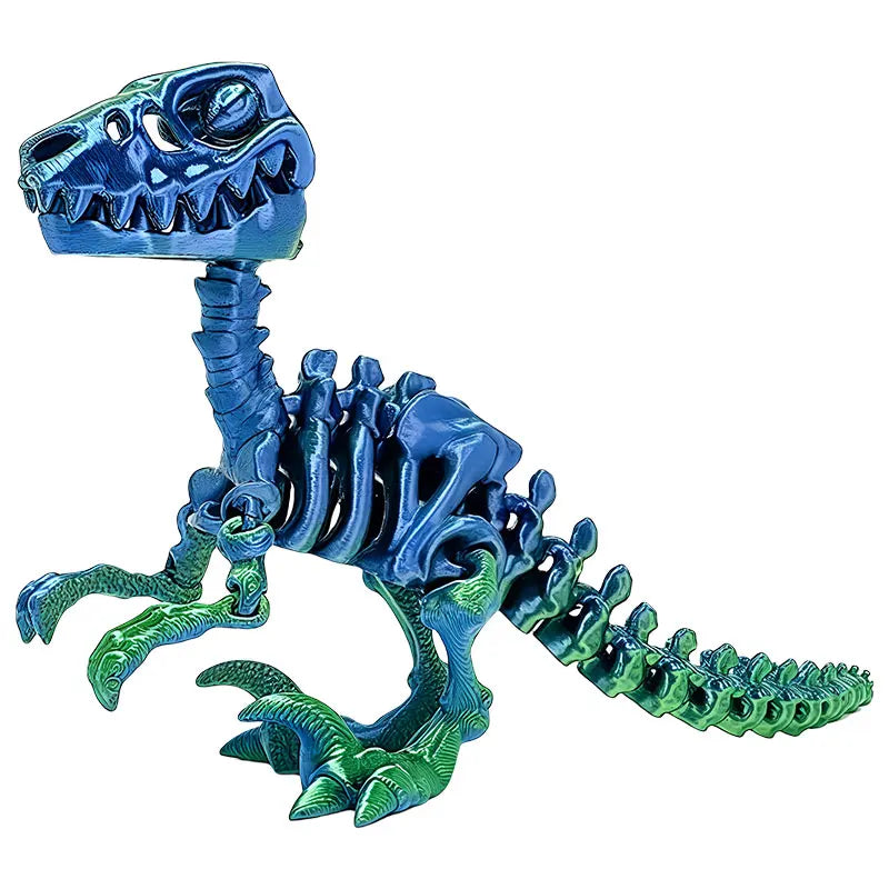 Mini 3D Printed Dinosaur Skeleton Model Movable Joints Velociraptor Decor Office