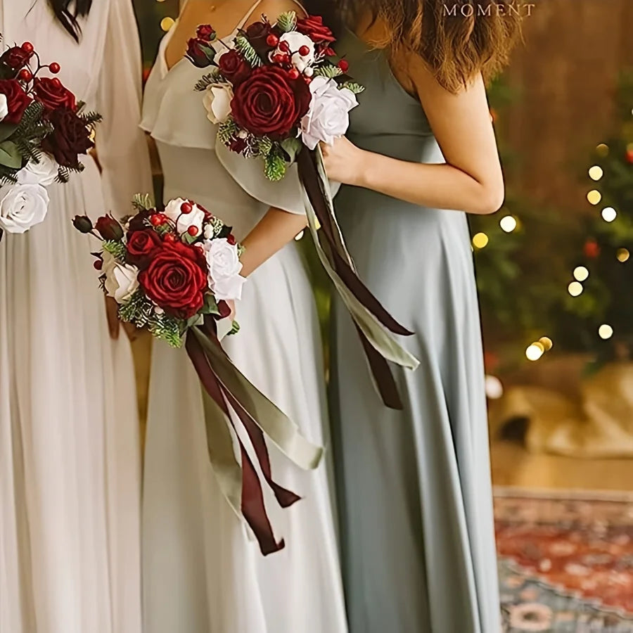 25pcs Artificial Flowers Fake Flowers Roses Stem DIY Wedding Bouquets