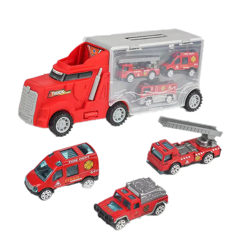 10 In 1 Construction Toys Truck Storage Die-cast Vehicle Transporter Car