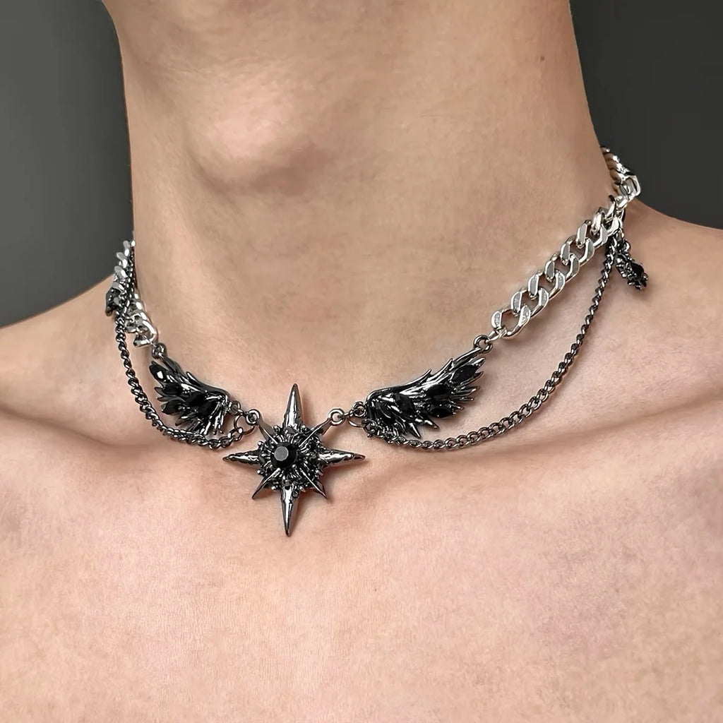 Men's Stainless Steel Necklace Synthetic Zircon Popular Street Style Neck
