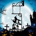 Halloween Silhouette Metal Sign Witch Yard Sign
