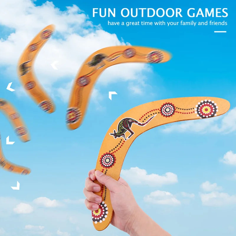 Wooden V-Type Kangaroo Print Boomerang Outdoor Throwing Sports Beach Yard