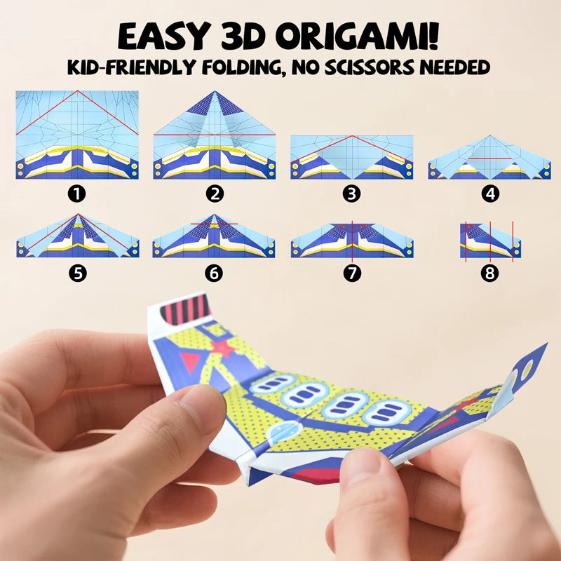 36 Sheets Kids Paper Airplane Origami Kit STEM Educational DIY Craft Toy Set