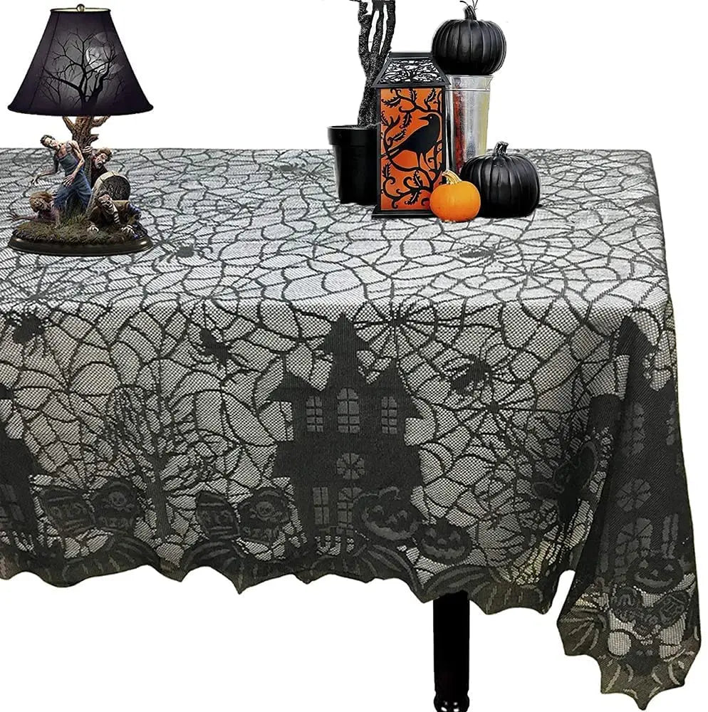 Halloween Lace Tablecloth Spooky Rectangular Table Cover