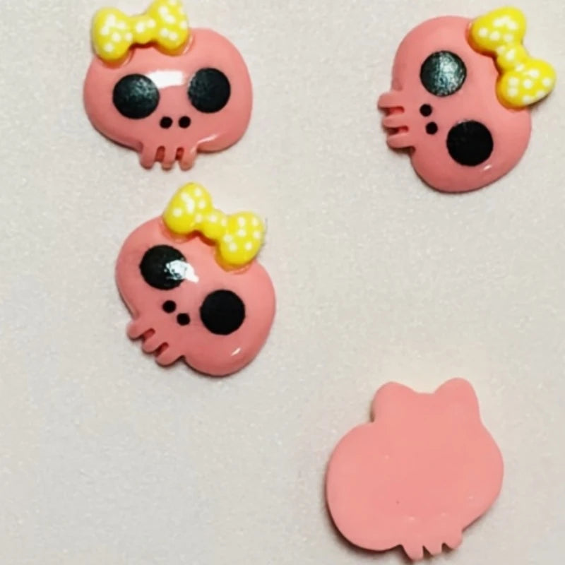 10pcs Macaron Color Skull Bow Skeleton Resin Handmade
