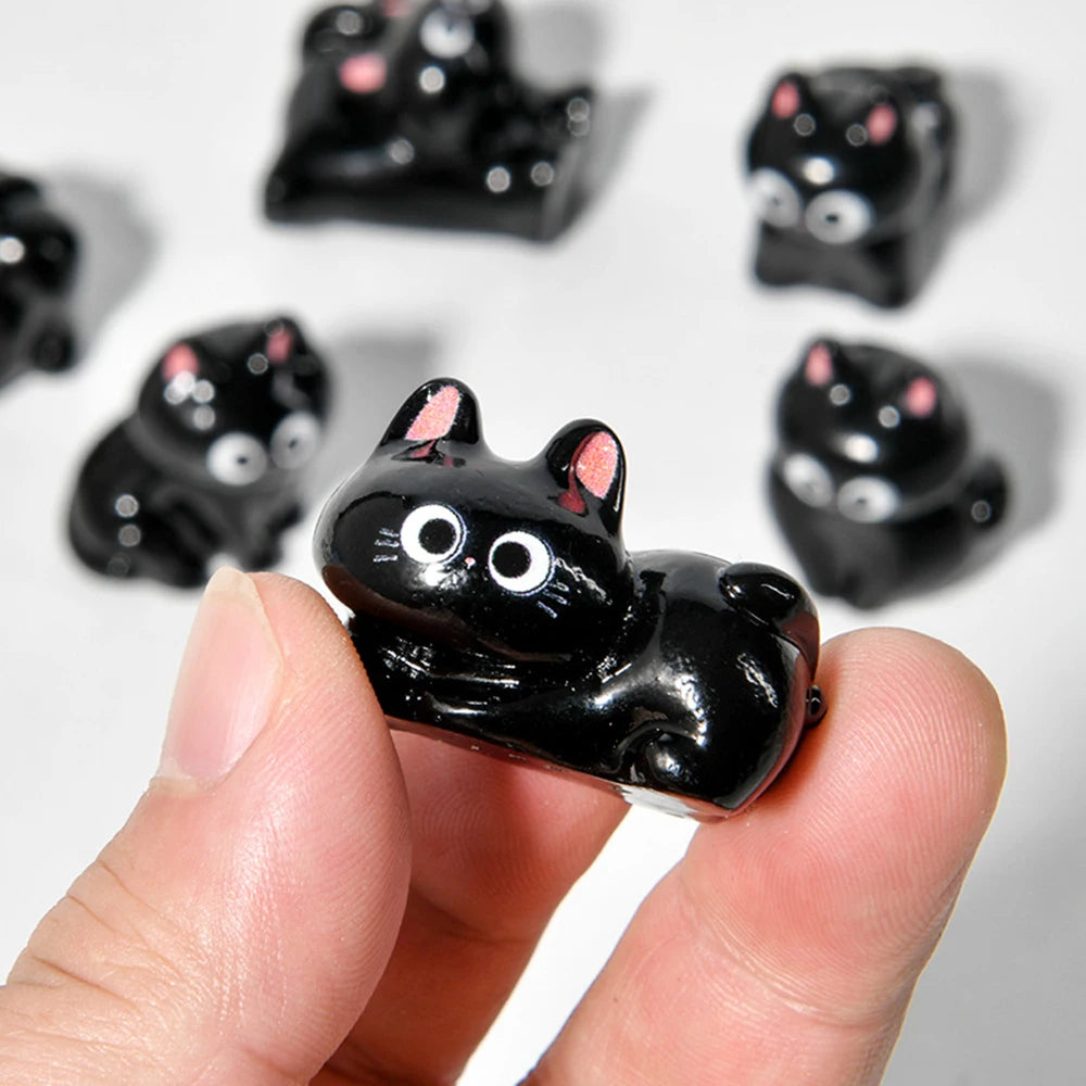 Cartoon Resin Black Cat Figurine Desktop Ornament