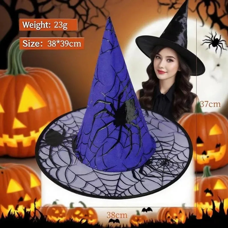 Witch Hat Halloween Decoration Supplies Children Adult Prom Party Dress Mesh