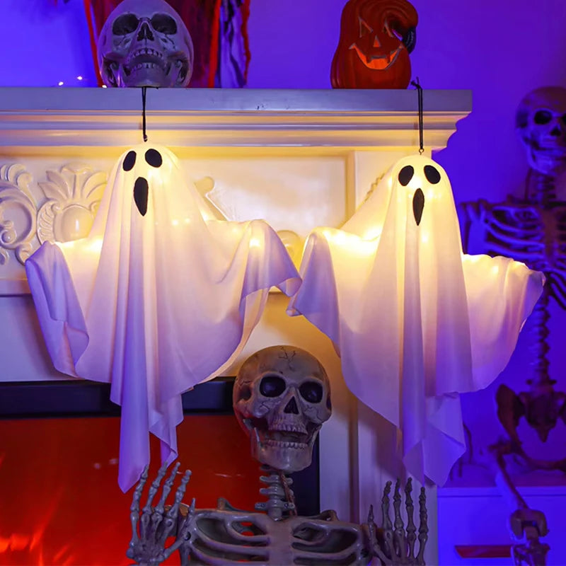 Halloween Glowing White Ghost LED Hanging Horror Props