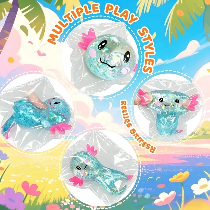 Glitter Axolotl Squishy Soft TPR Stress Toy