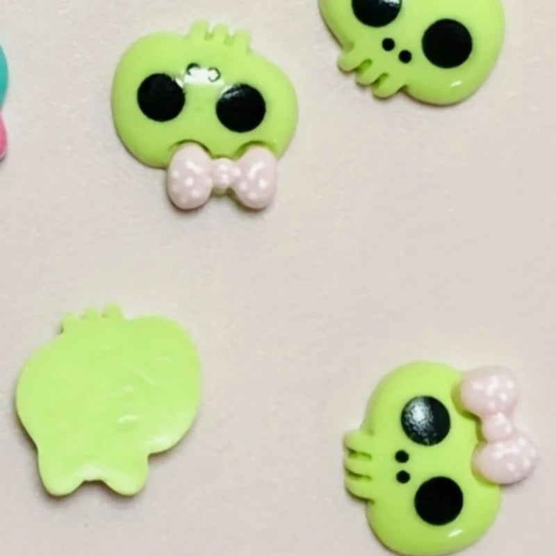 10pcs Macaron Color Skull Bow Skeleton Resin Handmade
