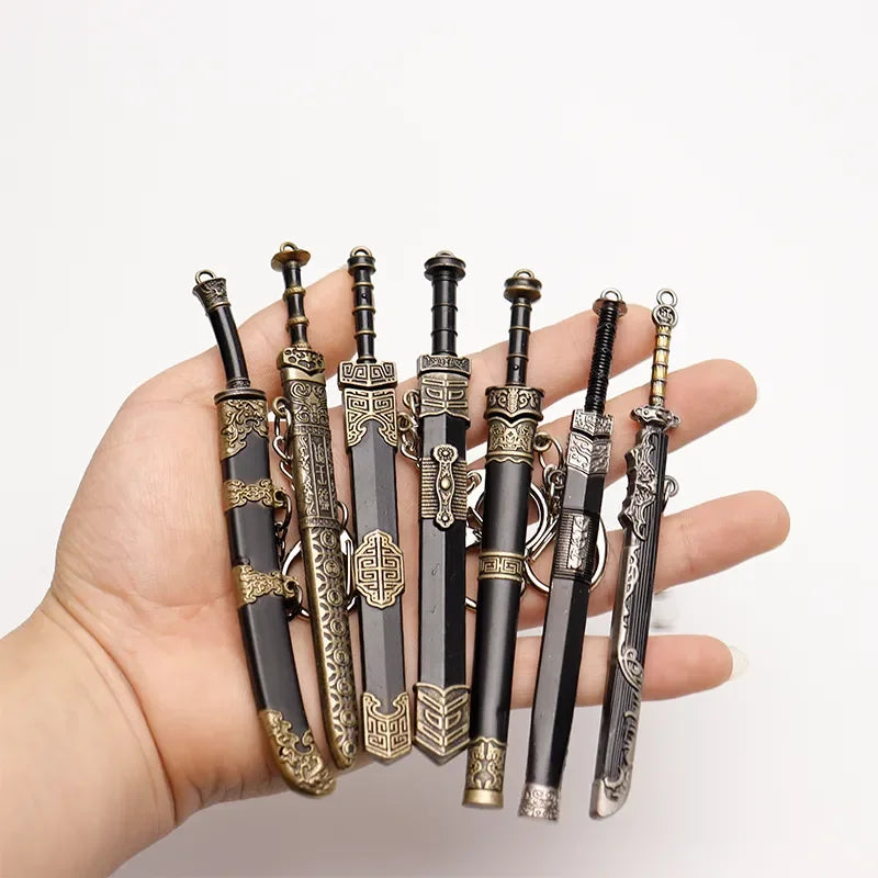 Mini Sword With Sheath Zinc Alloy Tang Hengdao Han Sword Model Keychain