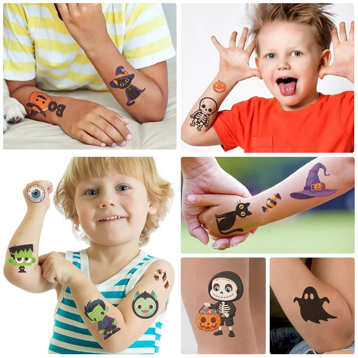 10 Sheets Halloween Pumpkins Tattoo Sticker Temporary