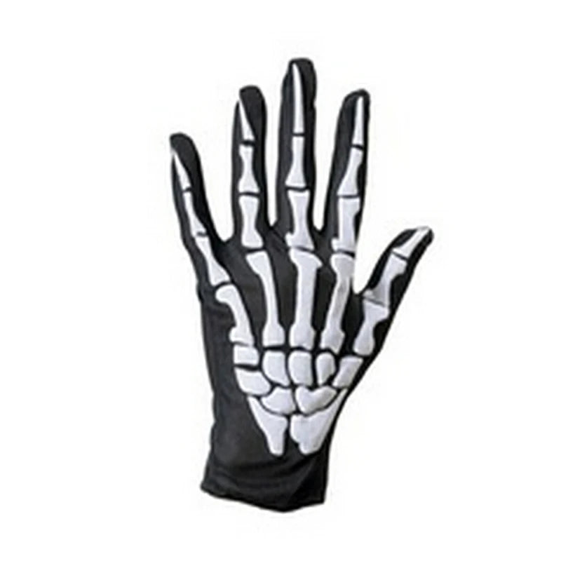 Halloween Gloves Black White Makeup Props Skull Ghost Claw