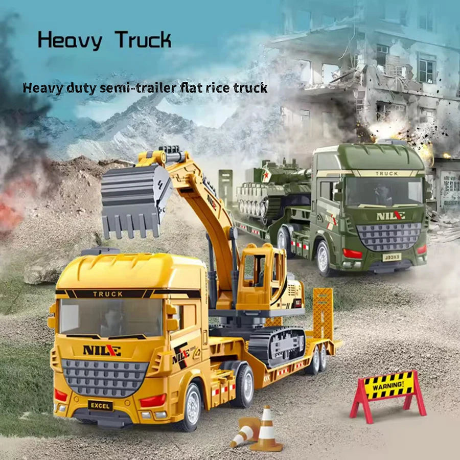 1pcs Scale-Carrier Container Engineering Set Vehicle Excavator Transport Truck
