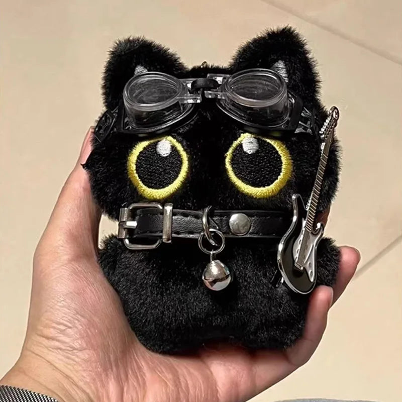 Cute Black Cat Plush Doll Backpack Keychain Pendant