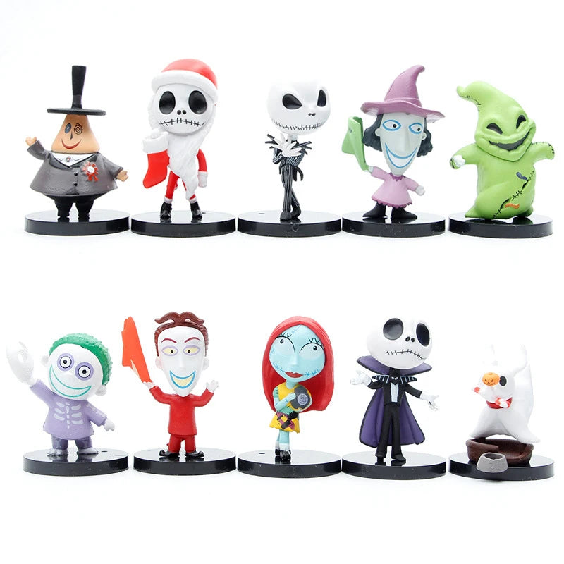 10Pcs Set Nightmare Before Christmas Anime Figure Toys Jack Skellington