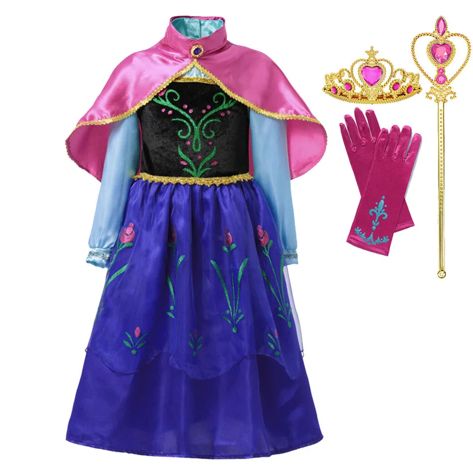 Elsa Anna Princess Costume Girls Frozen Style