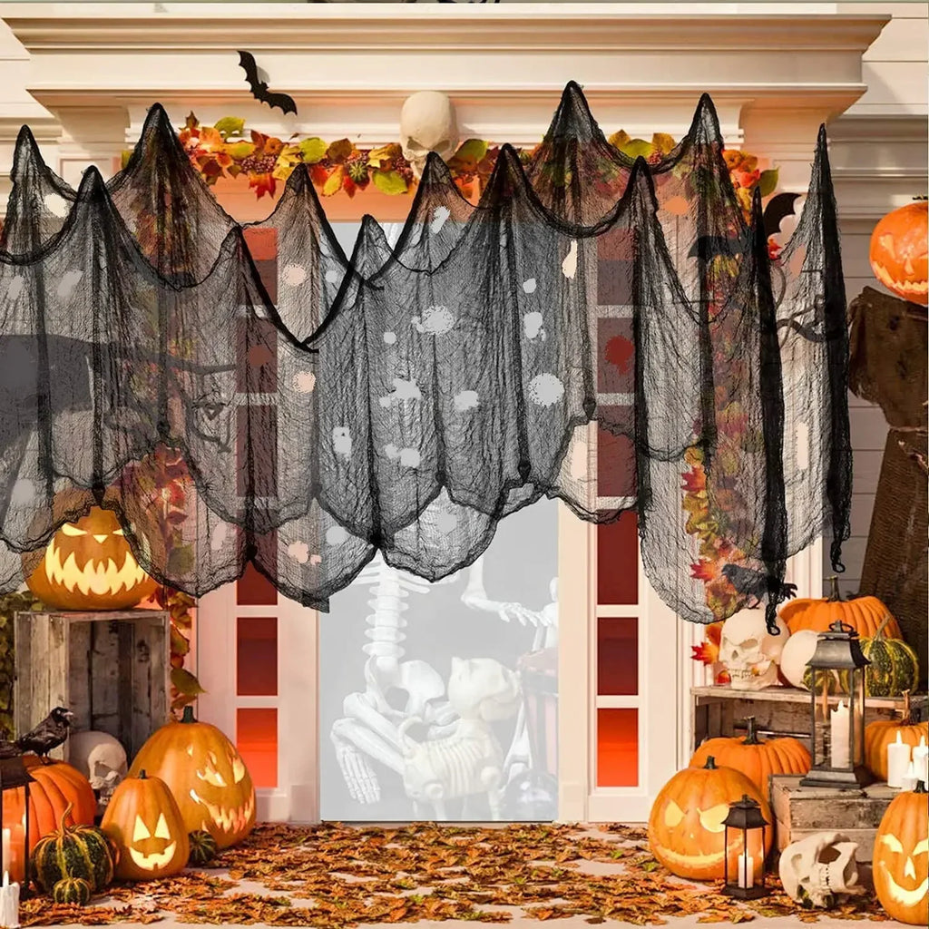 76x183cm Halloween Decorations Black Creepy Gauze