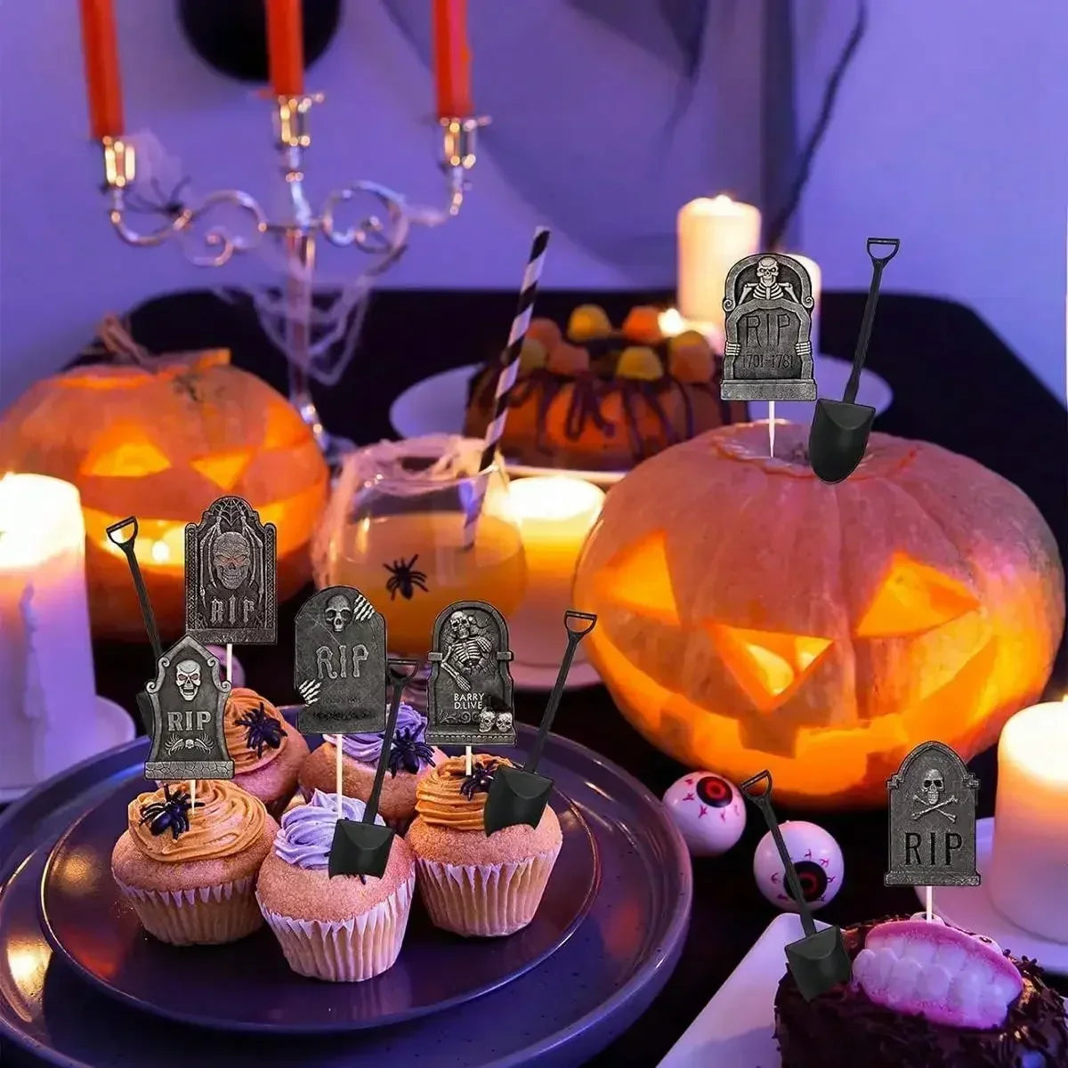 Halloween Cupcake Toppers Cake Decorations Tombstones Graveyard Cupcake