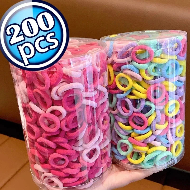 200-1000pcs Women Girls Colorful Nylon Elastic Hair Bands Ponytail Small